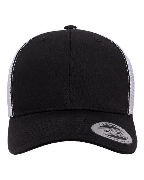 YP Classics 6606, Retro Trucker Cap, Black/ White