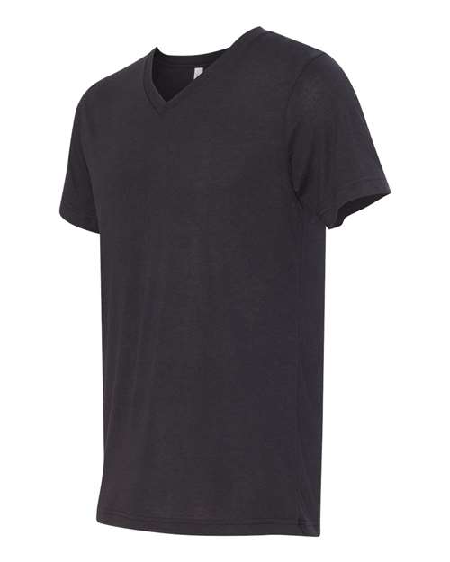 BELLA + CANVAS 3415, Unisex Triblend V-neck Tee, Solid Black Triblend