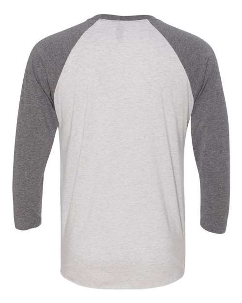 Next Level 6051, Unisex Triblend Three-quarter Raglan Tee, Premium Heather Sleeves/ Heather White Body