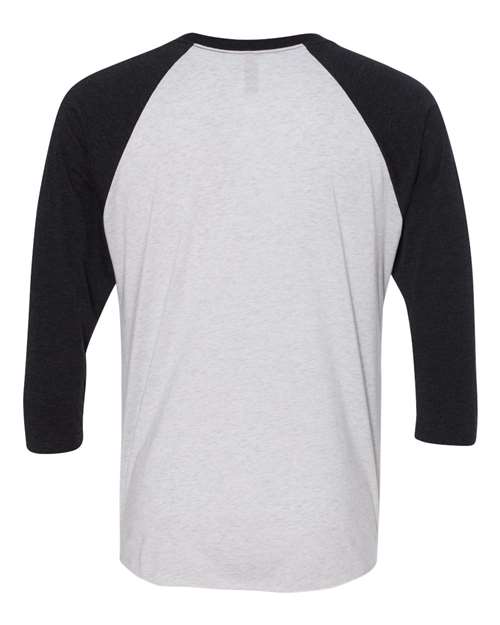 Next Level 6051, Unisex Triblend Three-quarter Raglan Tee, Vintage Black Sleeves/ Heather White Body