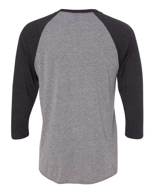 Next Level 6051, Unisex Triblend Three-quarter Raglan Tee, Vintage Black Sleeves/ Premium Heather Body