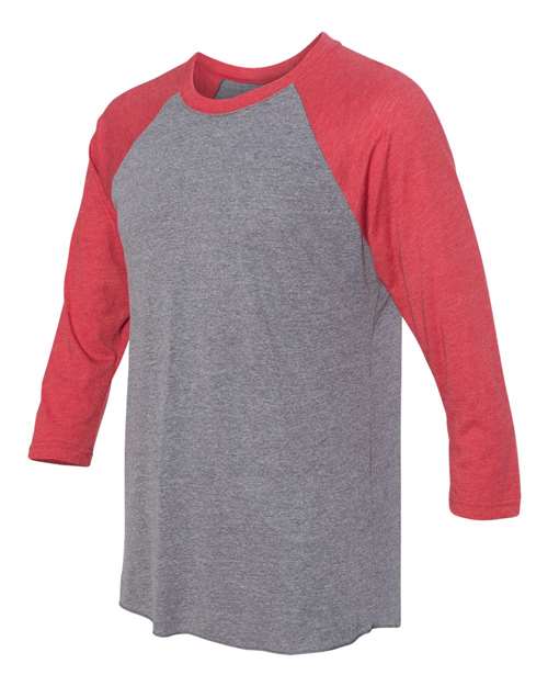 Next Level 6051, Unisex Triblend Three-quarter Raglan Tee, Vintage Red Sleeves/ Premium Heather Body