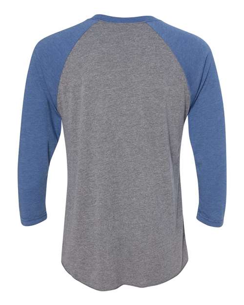 Next Level 6051, Unisex Triblend Three-quarter Raglan Tee, Vintage Royal Sleeves/ Premium Heather Body