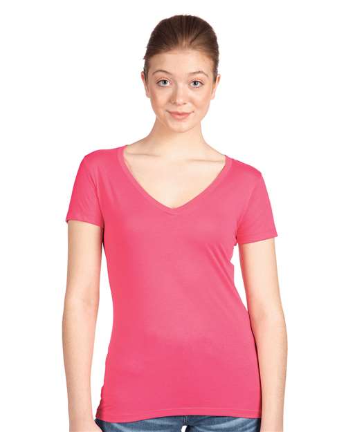Next Level 1540, Women's Ideal V-neck Tee, Hot Pink