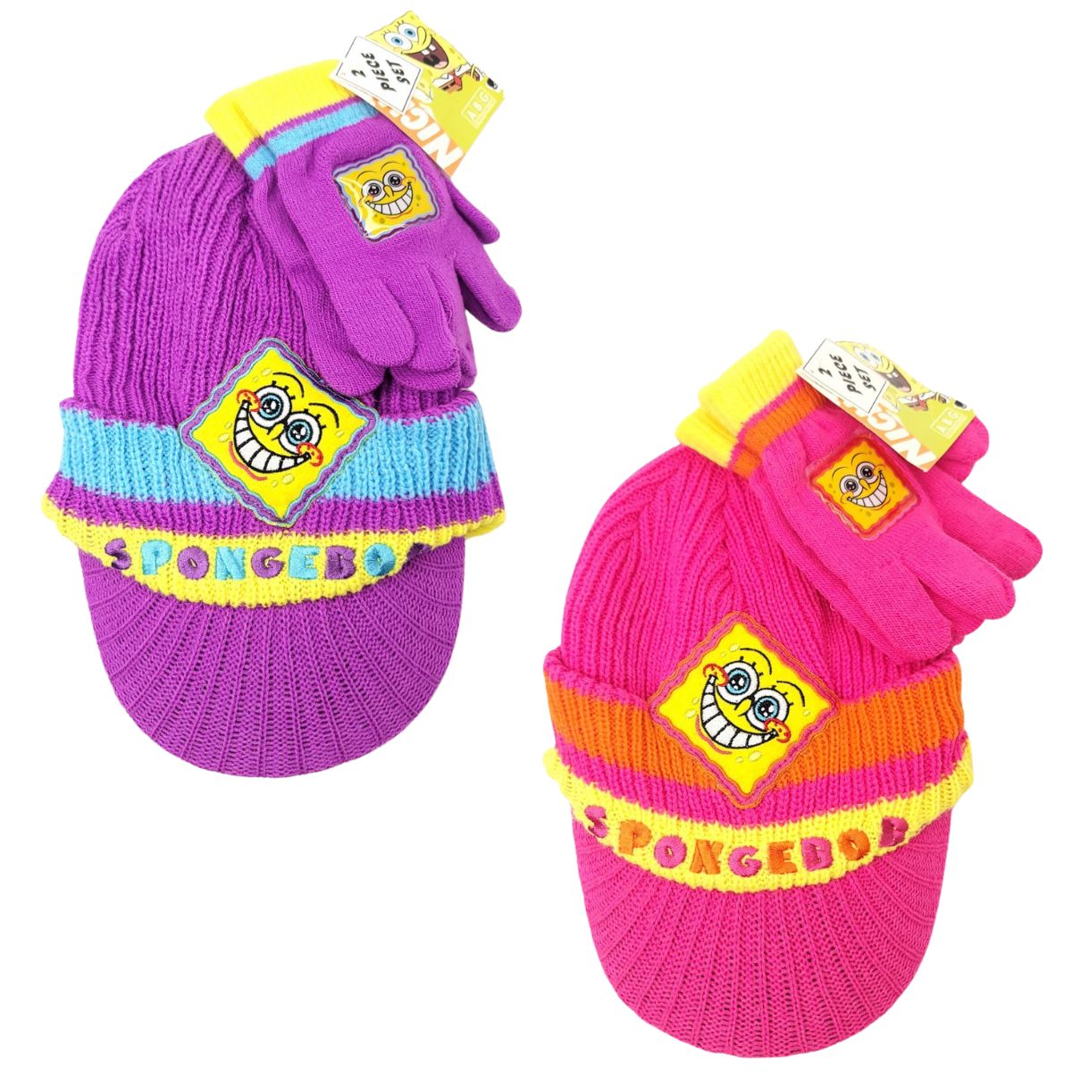 Youth - SpongeBob, 2pcs set, Visor Toque & Gloves, Multi-Coloured Youths