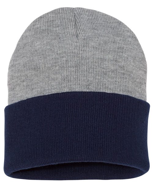 12" Color Blocked Cuffed Beanie - - 4658 12195 2023 Fall Style Guide Adult Beanies Fitness and Wellness FSG - Back to School Essentials FSG Tail-Gate Favorites Go To Basics Headwear Knit Mens & Unisex One Size Outerwear Ribbed School & Team SP12T Sportsman Unisex