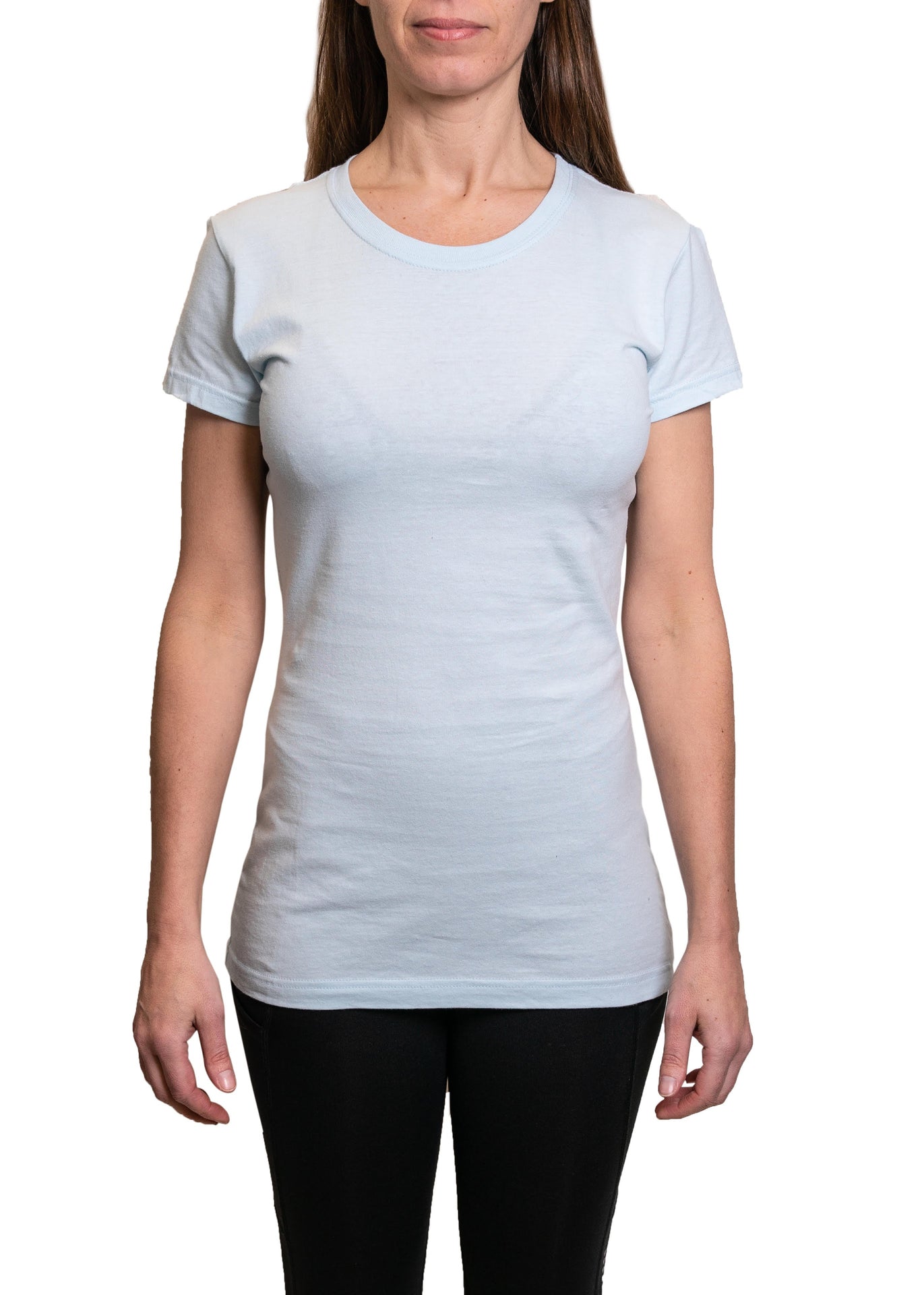 47182 - Women's Eiffel Tee Shirt Light Blue Heather CLOSEOUT COTTON FITTED Lightweight ON SALE OPTIMA tearaway TEES WOMEN