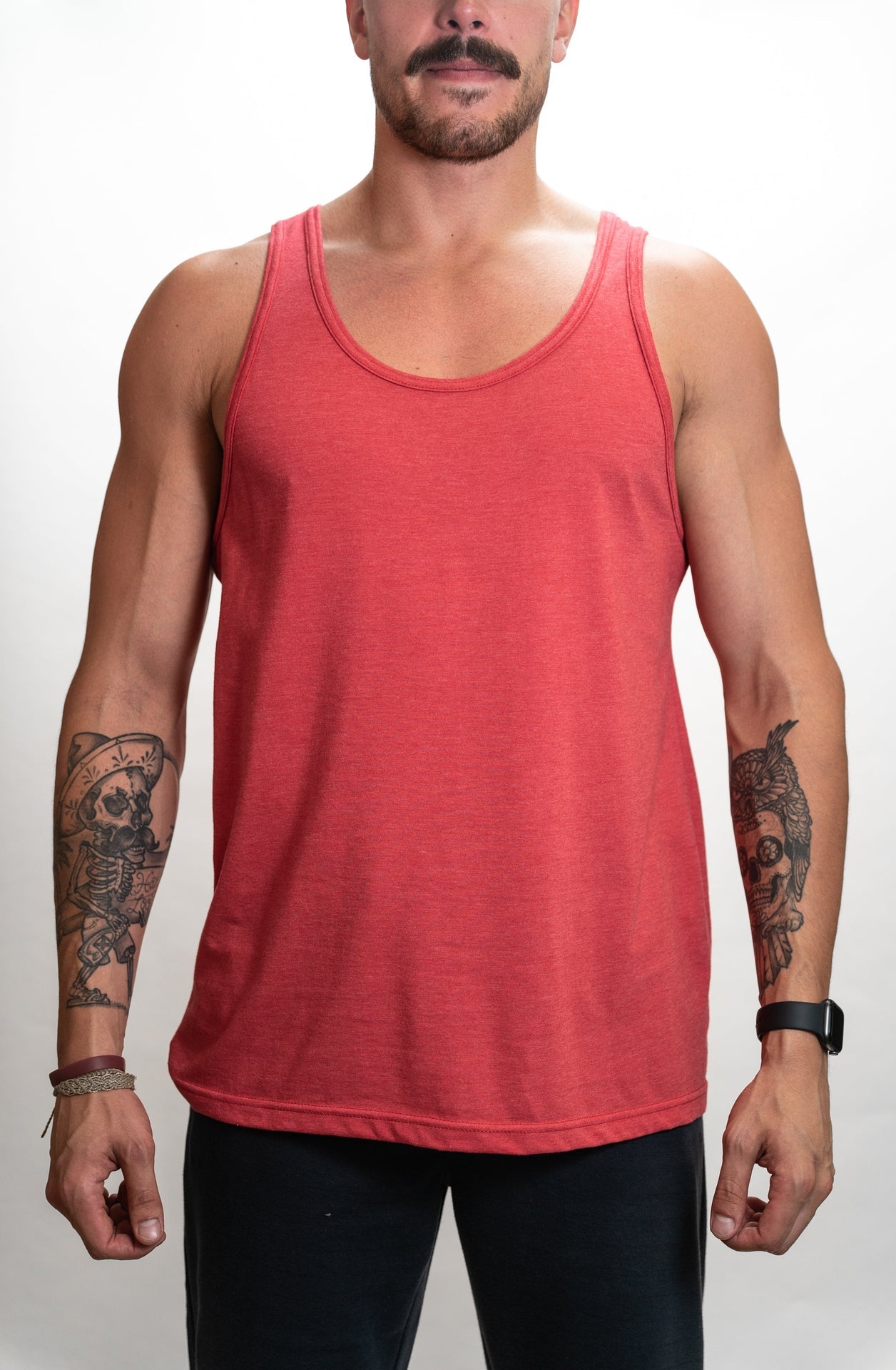 47294 - New Men's Tank Top Red Heather CLOSEOUT COTTON / POLYESTER FITTED Lightweight MEN mens ON SALE OPTIMA Optima Close Out REGULAR TANK TANK TOP TANKS tearaway