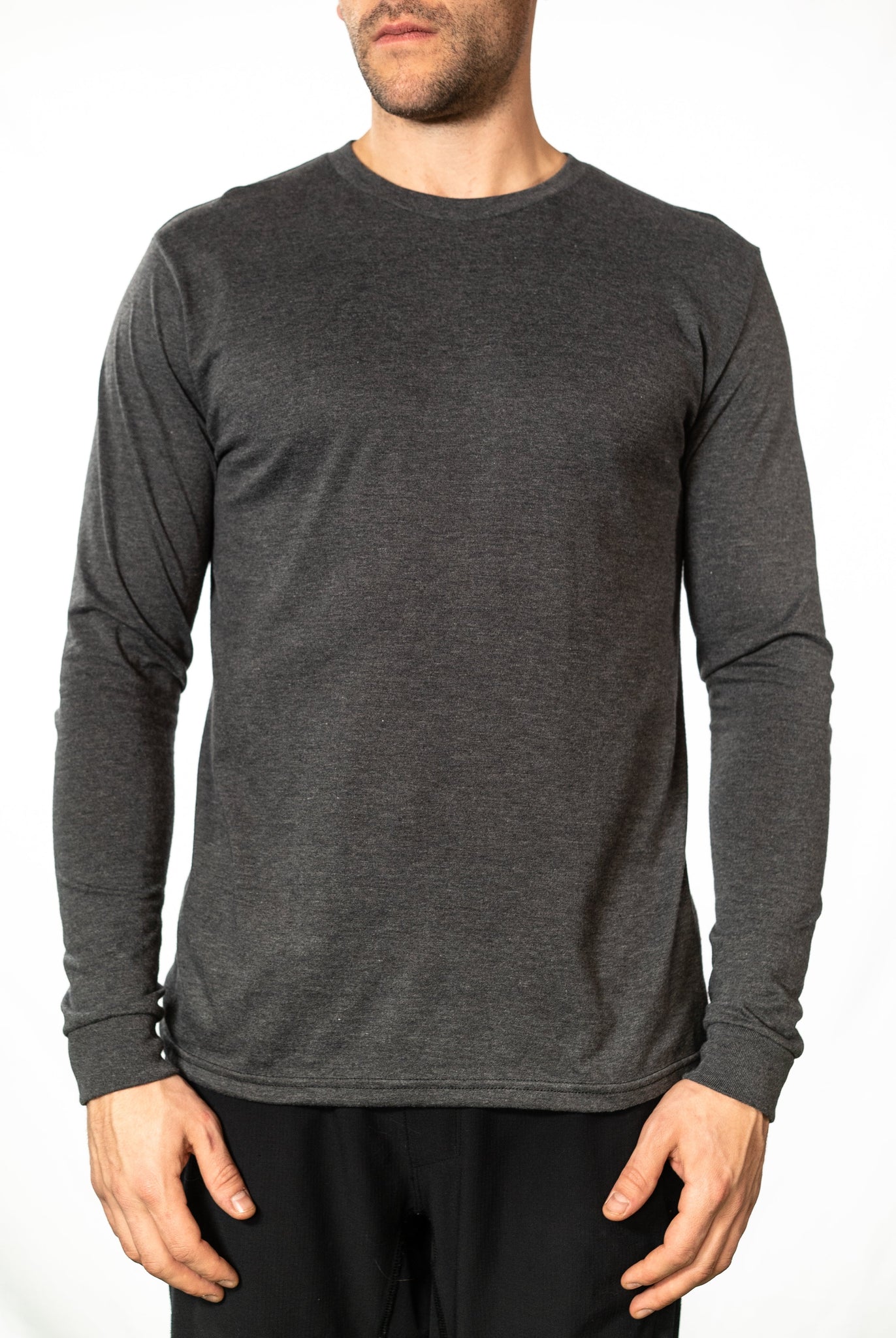 47336 Men’s Long Sleeve - Charcoal Heather / S TEES