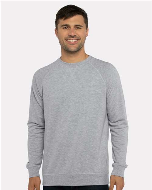 Next Level 9000, Unisex Laguna Raglan Crewneck Sweatshirt, Heather Grey