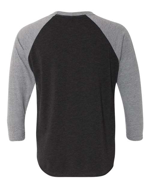 Next Level 6051, Unisex Triblend Three-quarter Raglan Tee, Premium Heather Sleeves/ Vintage Black Body