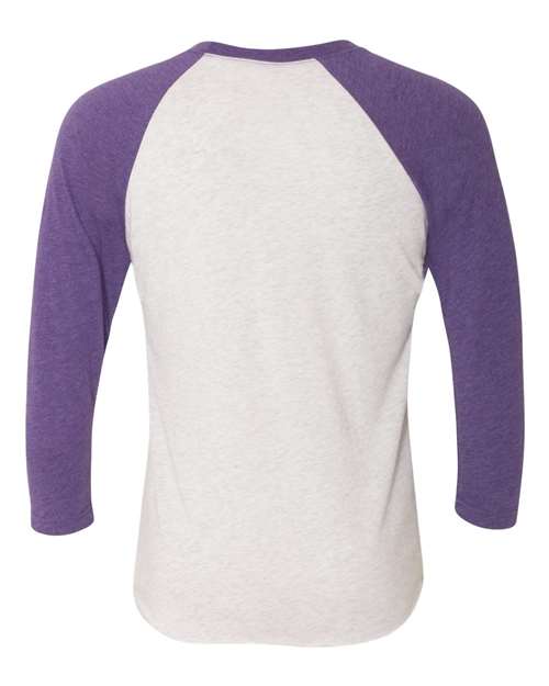 Next Level 6051, Unisex Triblend Three-quarter Raglan Tee, Purple Rush Sleeves/ Heather White Body