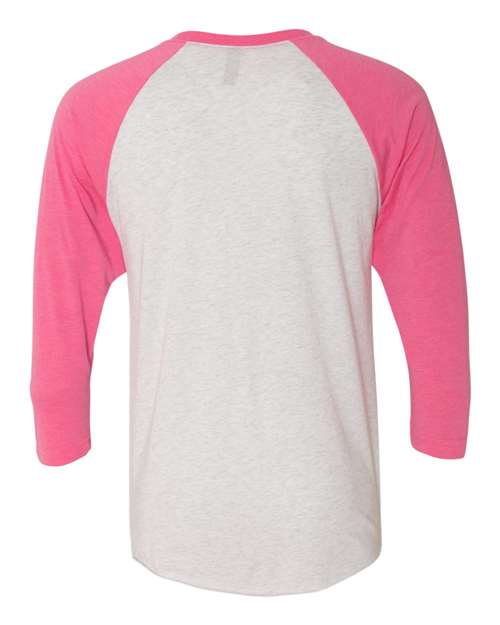 Next Level 6051, Unisex Triblend Three-quarter Raglan Tee, Vintage Pink Sleeves/ Heather White Body