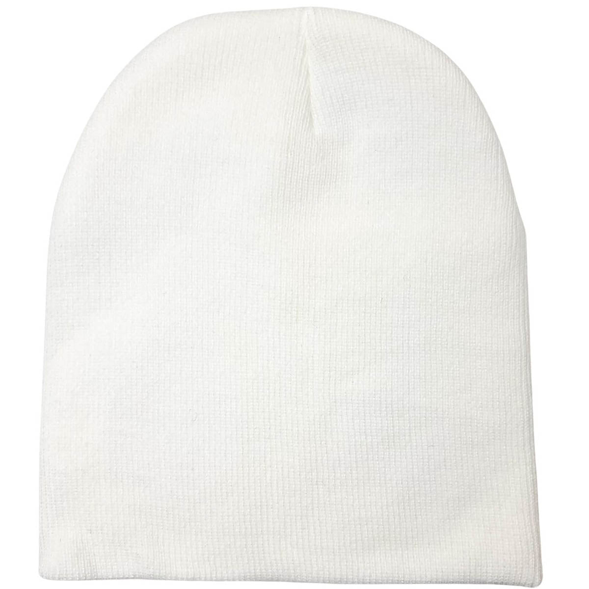 Plain Beanie - No Cuff White OSFA Dozen Special
