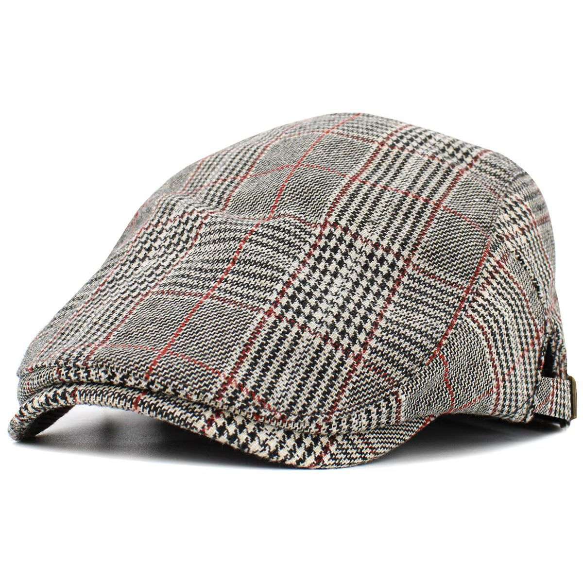 IVY Hat -K232, Plaid Pattern, Multi-Coloured, Adjustable Black & Red OSFA Fashion Hat