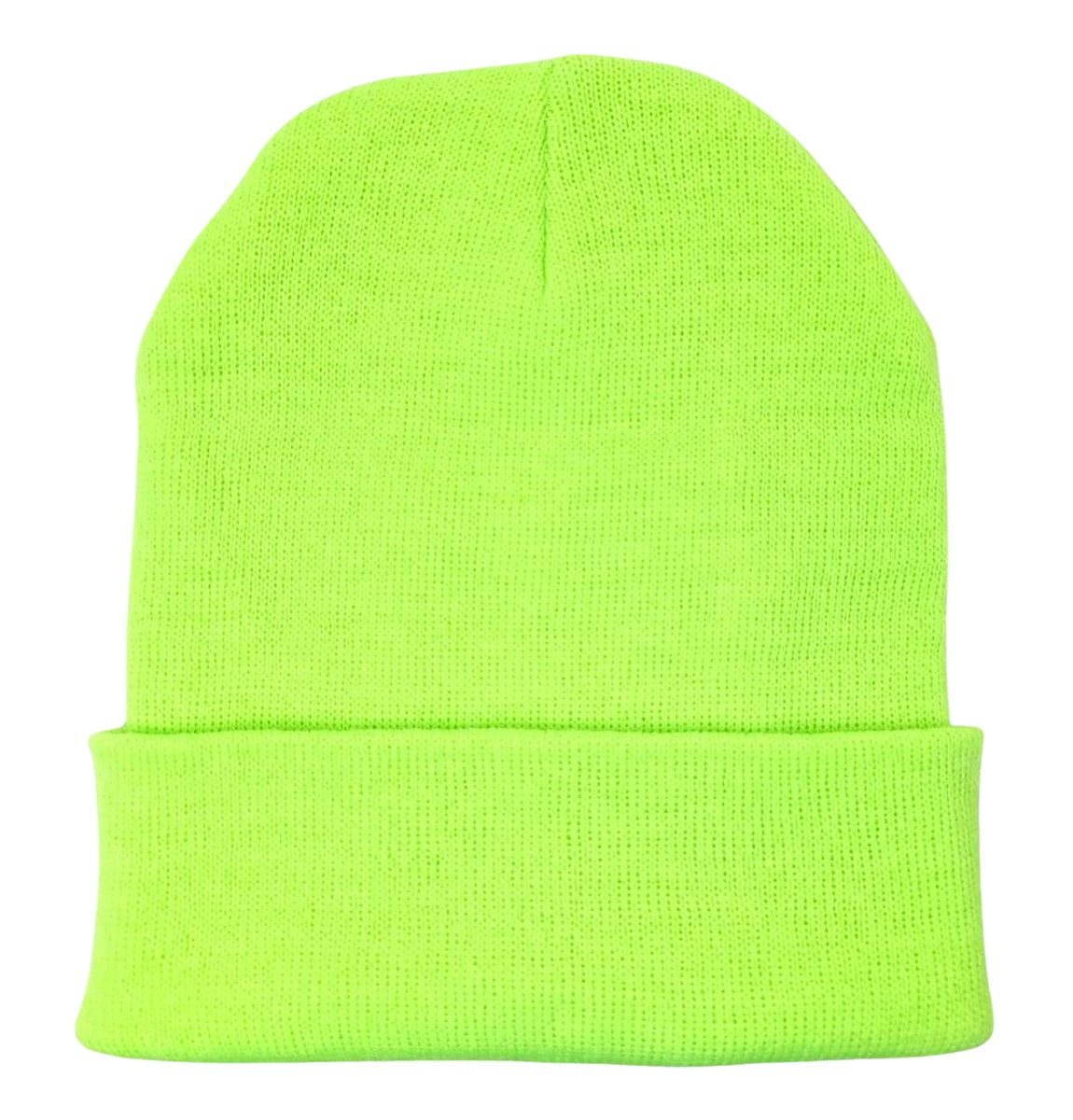 Plain Toque - Regular Size with Cuff Regular Neon Lime Dozen Special Fashion Knit