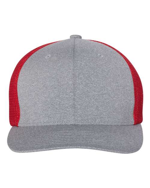 Mélange Trucker Cap - - 4303 Heather Grey Red One Size 15795 6311 Adult Blends Fitness and Wellness Fitted Flexfit Go To Fashion Hats Headwear Mens & Unisex Mesh Mesh Back Mid Profiles No Visible Logos One Size Polyester Polyester - Over 50% Pre-Curved Visor School & Team Six-Panel Spandex Structured Truckers