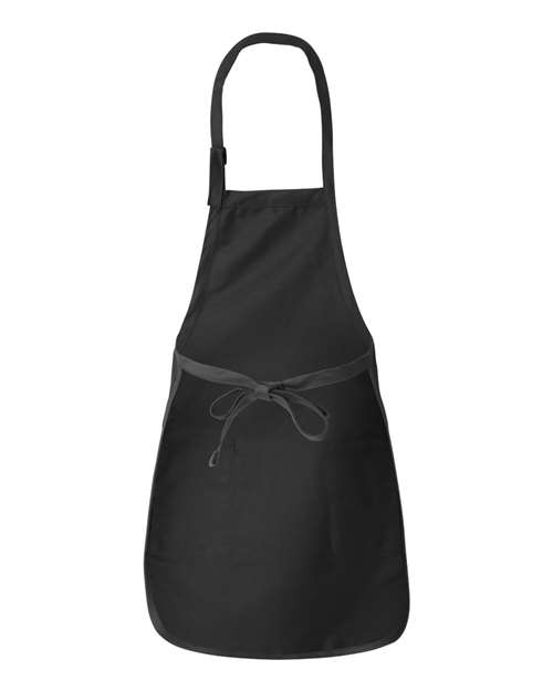 Q-Tees Q4350, Full-length Apron With Pockets, Black
