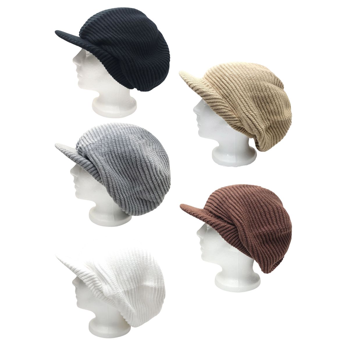 Rasta Knitted Visor Beanie-RV0015, Cotton, OSFA