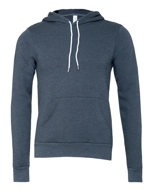BELLA + CANVAS 3719, Unisex Sponge Fleece Hoodie Sweatshirt, Heather Navy