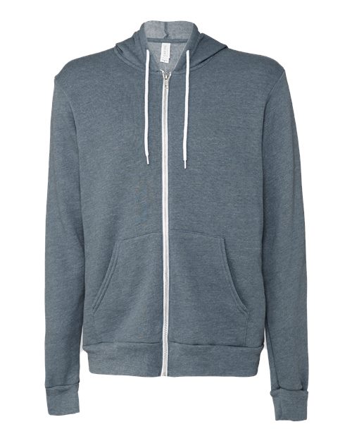 BELLA + CANVAS 3739, Unisex Sponge Fleece Full-zip Hoodie Sweatshirt, Heather Slate