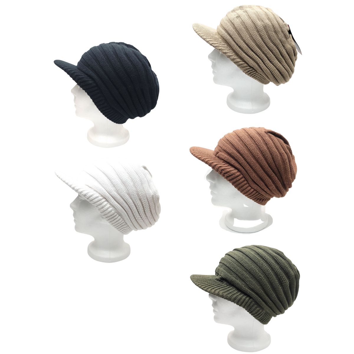 Rasta Knitted Visor Beanie-RV0002, Cotton, OSFA