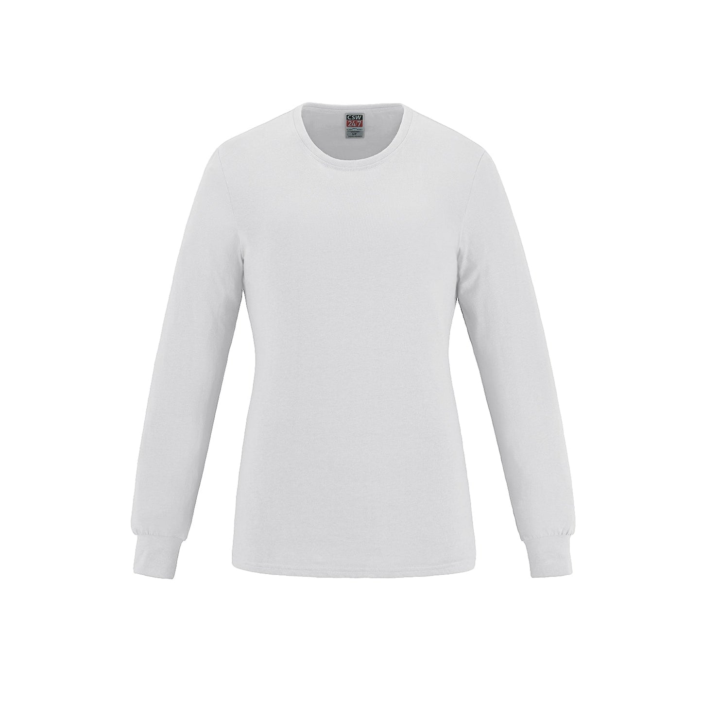 S05616 - Breeze - Ladies RING SPUN Combed Cotton Long Sleeve Crewneck T-Shirt White 100% Ring Spun Cotton 5616 __label: NEW CSW24/7 Ladies Women