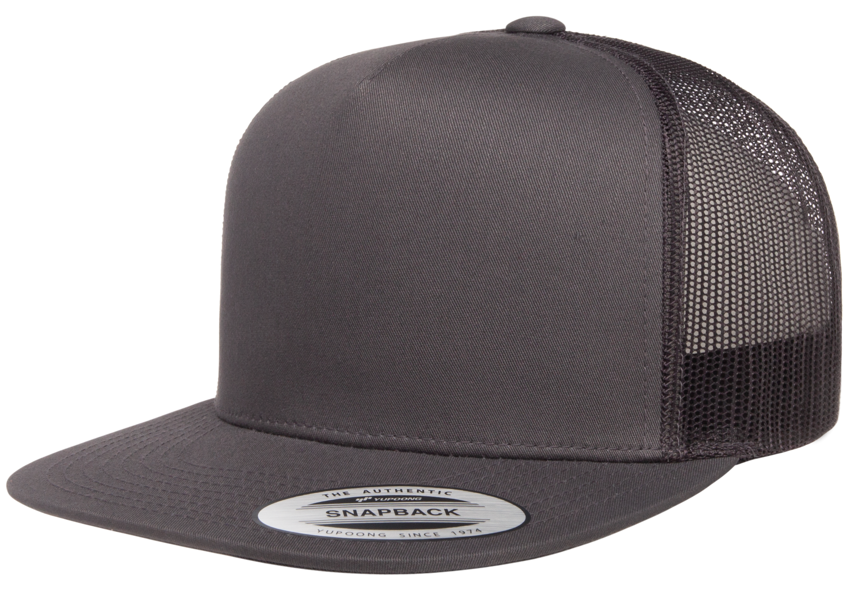 F06006 - YP Classics 5 Panel Flat Peak Snap Back Trucker Cap Charcoal 6006 __label:IN-STOCK flat peak snap back yp classic yupoong yuppong