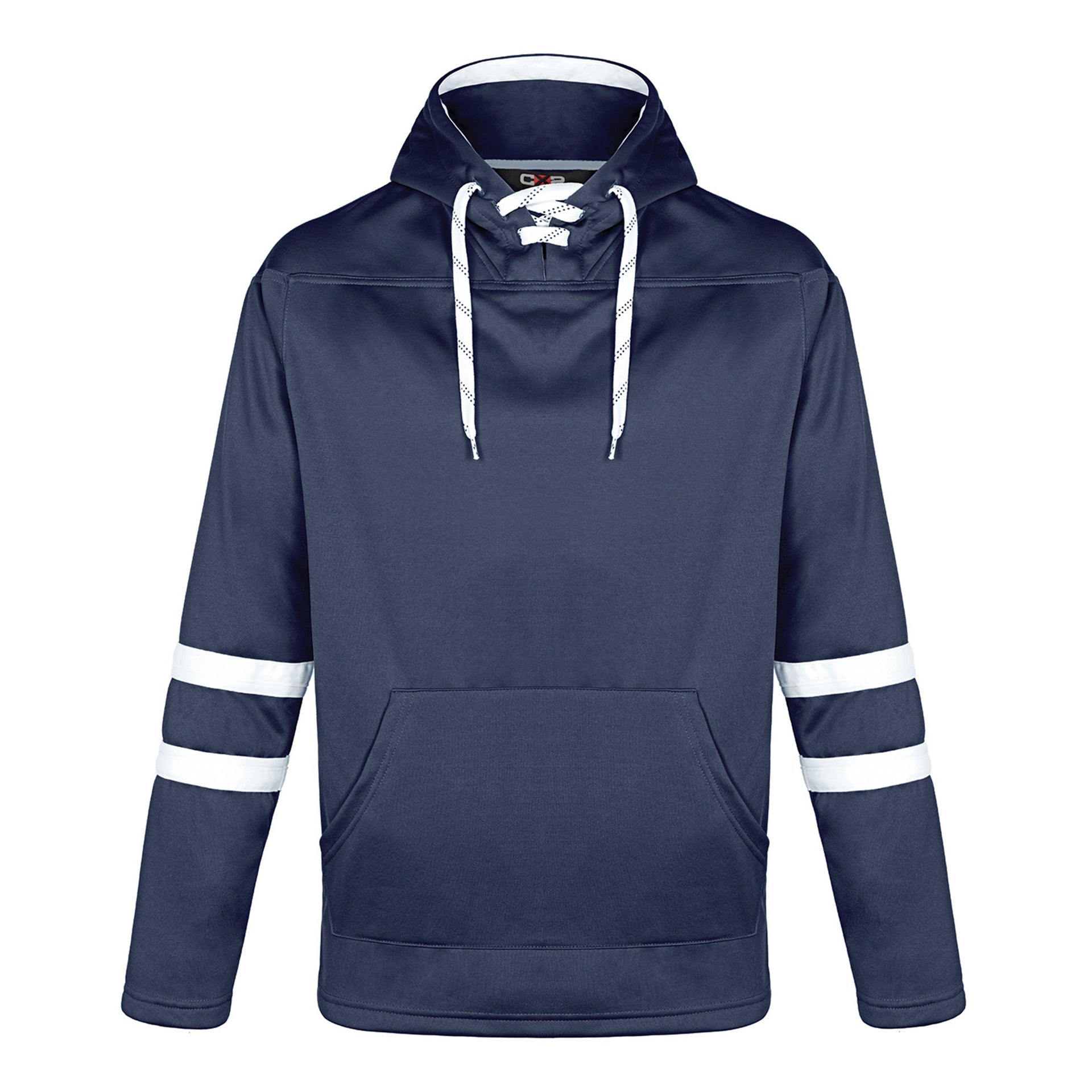 L00617 - Dangle - Adult Pullover Hockey Lace Hooded Sweatshirt Navy White 617 adult athletic blue CX2 hockey hoodie kangaroo mens team