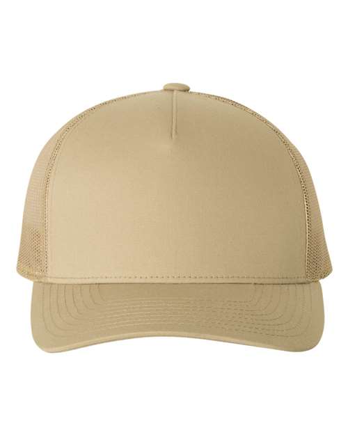 Five-Panel Retro Trucker Cap - - 5768 Khaki Adjustable 44595 6506 Adjustable Adult Blends Company Store Hats Company Store Headwear Company Store Style Guide Fitness and Wellness Five-Panel Go To Fashion Hats Headwear Mens & Unisex Mesh Back Mid Profiles No Visible Logos Nylon One Size Open Backs Polyester Pre-Curved Visor School & Team Snapback Structured Truckers WSG '90s/'00s Nostalgia WSG 2023 Winter Style Guide WSG Retail Trends YP Classics