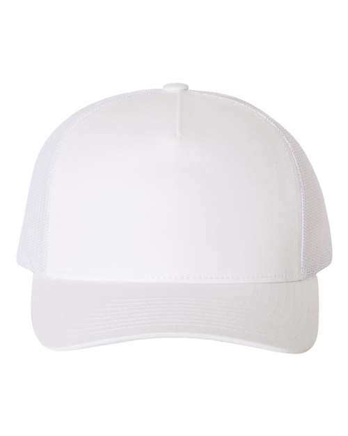 Five-Panel Retro Trucker Cap - - 5768 White Adjustable 44595 6506 Adjustable Adult Blends Company Store Hats Company Store Headwear Company Store Style Guide Fitness and Wellness Five-Panel Go To Fashion Hats Headwear Mens & Unisex Mesh Back Mid Profiles No Visible Logos Nylon One Size Open Backs Polyester Pre-Curved Visor School & Team Snapback Structured Truckers WSG '90s/'00s Nostalgia WSG 2023 Winter Style Guide WSG Retail Trends YP Classics
