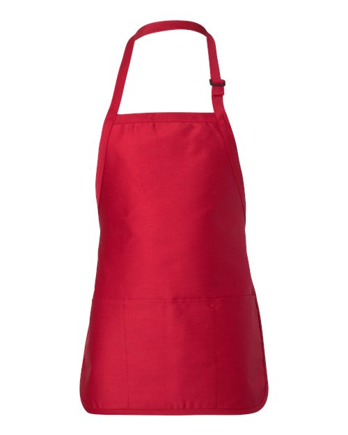 Q-Tees Q4250, Full-length Apron With Pouch Pocket, Red