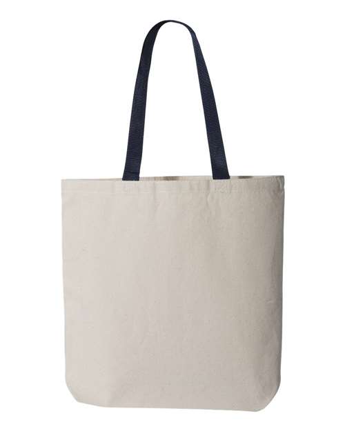 Q-Tees Q4400, 11l Canvas Tote With Contrast-color Handles, Natural/ Navy
