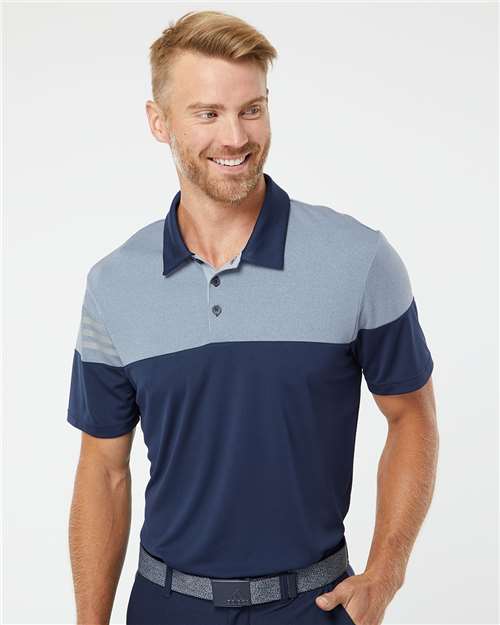 Men's Heathered 3-Stripes Colorblocked Polo -  - 6093 - Toronto Screen Printing- Color