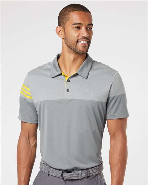 Men's Heathered 3-Stripes Colorblocked Polo -  - 6093 - Toronto Screen Printing- Color