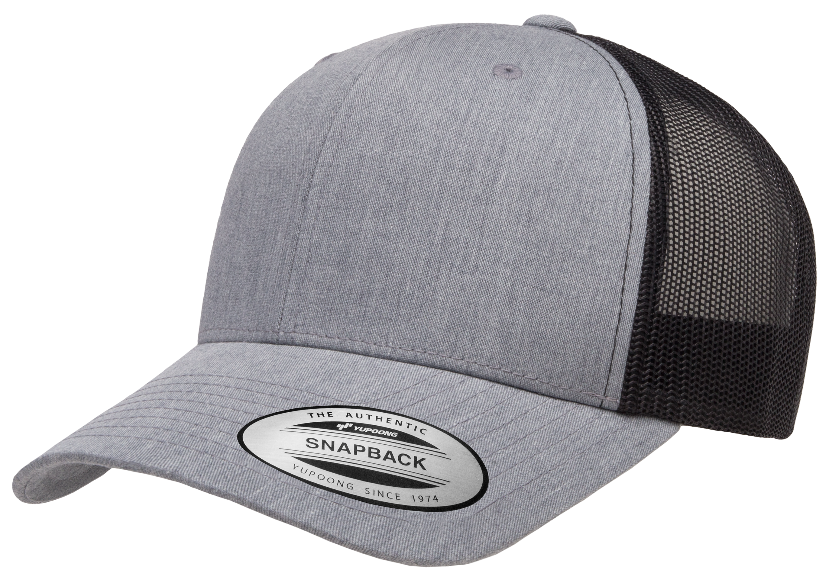 F6606T - YP Classics 2-Tone Snap Back Trucker Cap Grey Heather Black 6606 6606t __label:IN-STOCK snap back trucker yp classic yupoong
