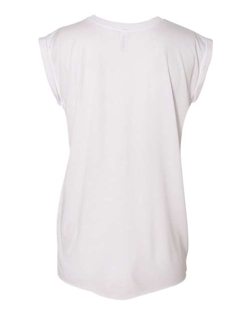 BELLA + CANVAS 8804, Women’s Flowy Rolled Cuffs Muscle Tee, White