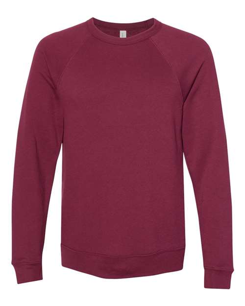 BELLA + CANVAS 3901, Unisex Sponge Fleece Raglan Crewneck Sweatshirt, Maroon