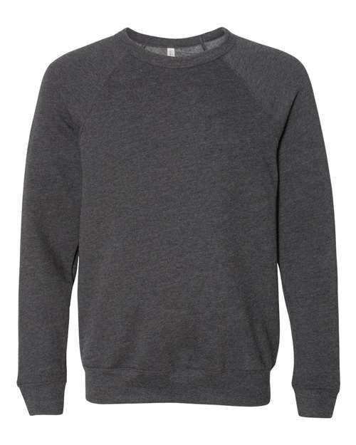 BELLA + CANVAS 3901, Unisex Sponge Fleece Raglan Crewneck Sweatshirt, Dark Grey Heather