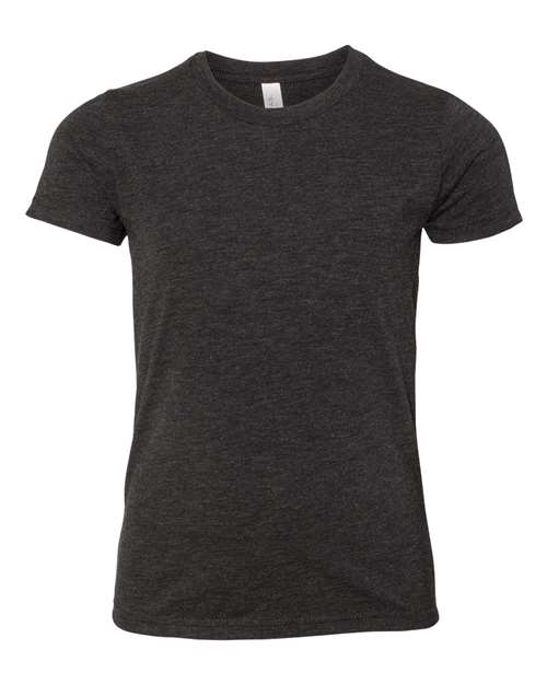 BELLA + CANVAS 3413Y, Youth Triblend Tee, Charcoal Black Triblend