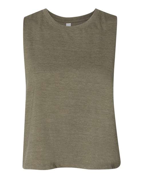 BELLA + CANVAS 6682, Women's Racerback Crop Tank, Heather Olive
