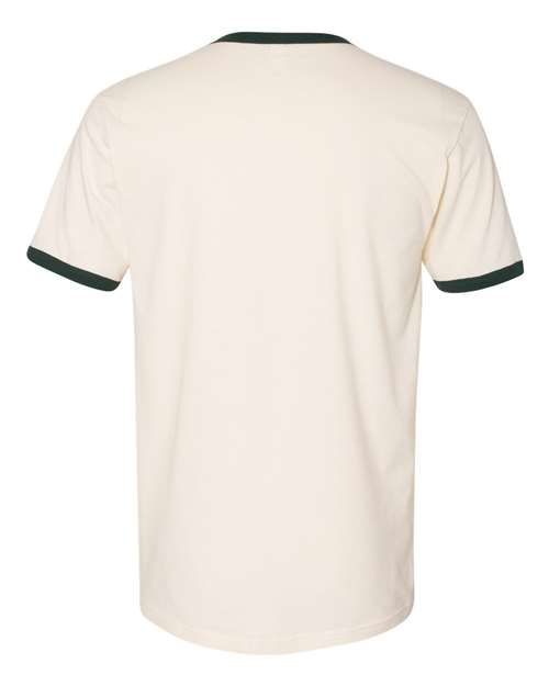 Next Level 3604, Unisex Cotton Ringer Tee, Natural/ Forest Green