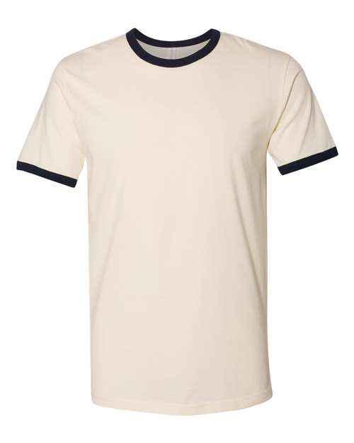 Next Level 3604, Unisex Cotton Ringer Tee, Natural/ Midnight Navy