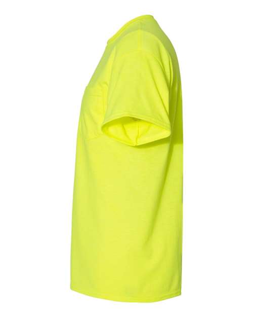 Gildan 8300, Unisex Dryblend Pocket T-shirt, Safety Green
