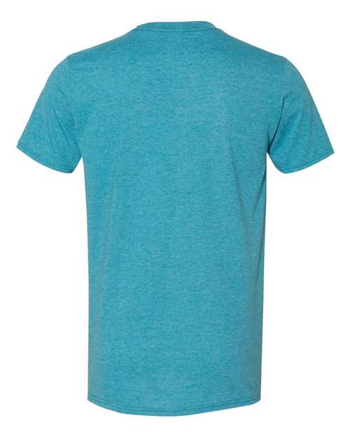 Gildan 64000, Unisex Softstyle T-shirt, Heather Galapagos Blue