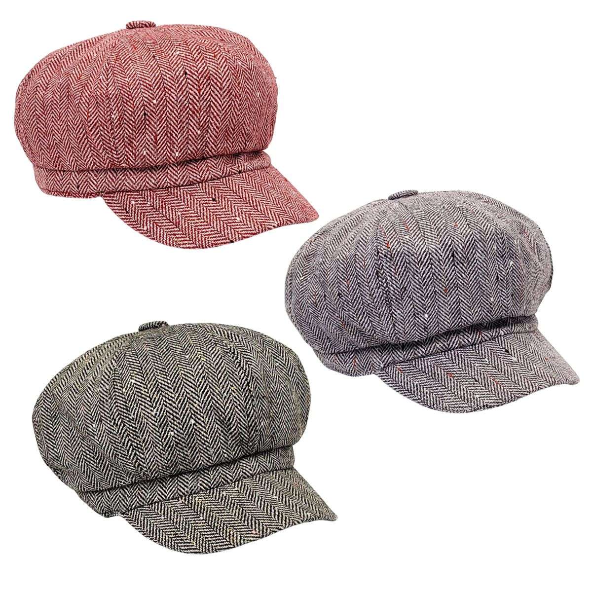 Newsboy Hat - Herringbone, Glitter, Multi-Coloured Dozen Special Mix&Match