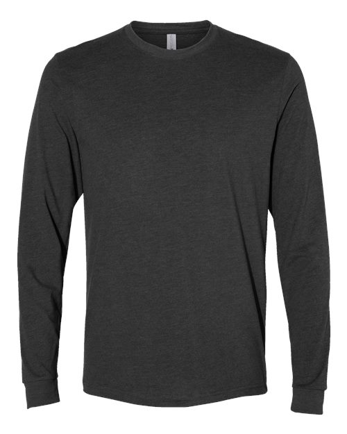 Next Level 6411, Unisex Sueded Long Sleeve Tee, Heather Charcoal
