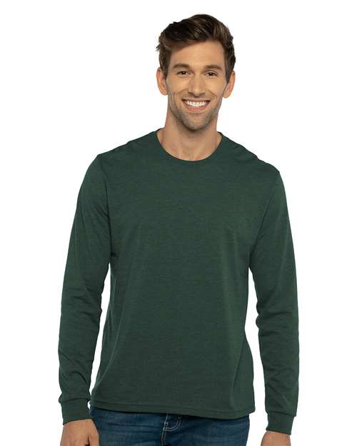 Next Level 6411, Unisex Sueded Long Sleeve Tee, Heather Forest Green
