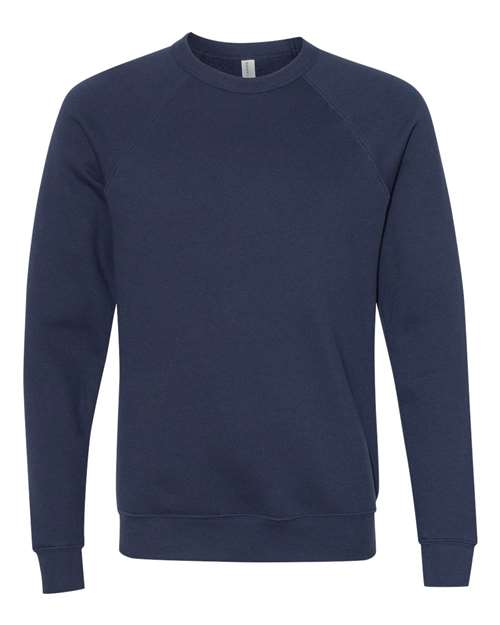 BELLA + CANVAS 3901, Unisex Sponge Fleece Raglan Crewneck Sweatshirt, Navy