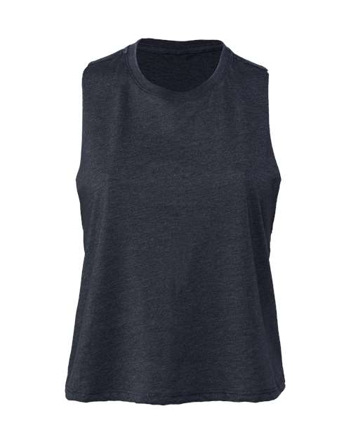 BELLA + CANVAS 6682, Women's Racerback Crop Tank, Heather Navy